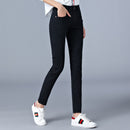 Jeans mujer cintura alta Largo completo skinny lápiz negro azul Denim pants 100kg