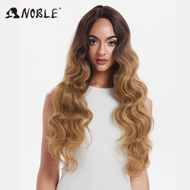 NOBLE Cosplay Long Wavy Wigs for Black Women Synthetic Blonde Wigs 30 Inch Heat Resistant African American Synthetic Lace Wig