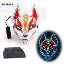 Anime Expro Decor Japanische Fuchsmaske Neon Led Licht Cosplay Maske Halloween Party Rave Led Maske Tanz DJ Zahltag Kostüm Requisiten