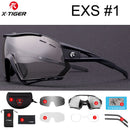X-TIGER Photochrome Fahrradbrille 5 Linsen UV400 Mountainbike Brille Herren Outdoor Sport Fahrradbrille mit Myopie Rahmen