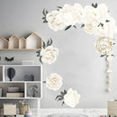 Pegatinas de pared de peonía blanca para sala de estar, dormitorio, vinilo autoadhesivo, calcomanías de pared ins, murales artísticos extraíbles ecológicos para pared