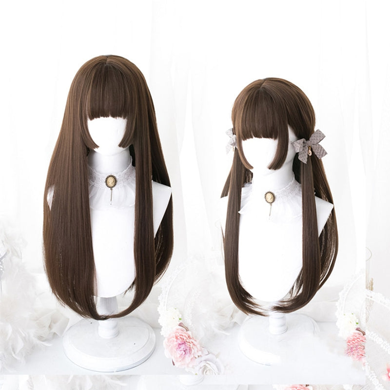 SHANGKE Synthetic Red Black Blonde White Lolita Wigs For Women Long Straight Wig With Bangs Genshin Impact Cosplay Wig