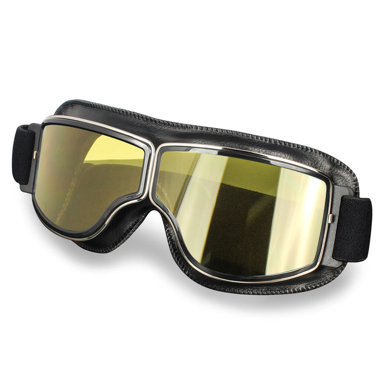 Gafas Vintage para casco de motocicleta, gafas antideslumbrantes de cuero a prueba de viento para mujer y hombre, gafas protectoras de seguridad Steampunk