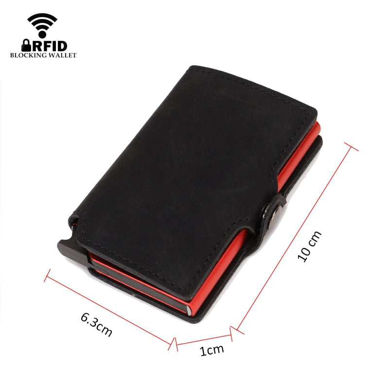 DIENQI Rfid ID Credit Card Holder Anti Bank Card Pocket Protection Metal Pop Up Wallet Smart Business Creditcard Holder Case New