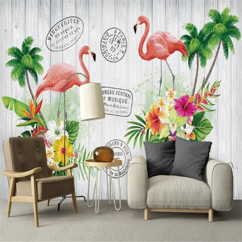 Milofi Factory Custom Wallpaper Wandbild 3D Nordic Paar Flamingo Kinderzimmer Hintergrundwand