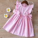 Humor Bär Sommer neue ärmellose süße Mädchen Kleid Kleinkind Kind Prinzessin Party Kleid Druck zurück Schleife Baby Kinderkleidung
