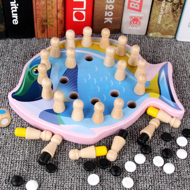 Montessori Memory Match Chess Game 3D Puzzles Wooden Early Educational Family Party Casual Interaction Game Toy For Children Kid