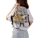 Mini mochila de moda Deanfun, mochila escolar colorida con estampado de cara de línea abstracta, bolso de hombro elegante para mujer, MNSB-31