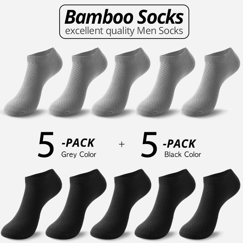 10 Paar Bambusfaser Herren Socken Short Ankle Business Schwarz Männlich Meias Socken Sommer Atmungsaktiv Herren Kleid Schuhe Kleidung Größe 38-44