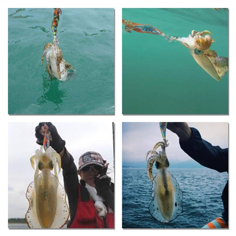 10pcs/box Luminous Squid fishing bait hooks Wooden Shrimp jigs Fishing Lures hook 12g 15g  Artificial bait with double layer box