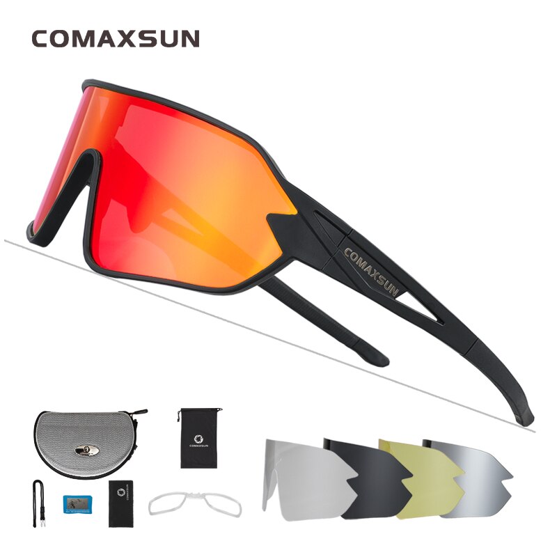 COMAXSUN gafas de ciclismo polarizadas 5 lentes MTB bicicleta de carretera deporte espejo gafas de sol gafas de montar Anti-UV400 gafas de bicicleta