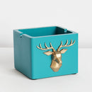 Winddichter Aschenbecher mit Hirschkopf-Muster, runder, quadratischer Aschenbecher aus Kunstharz für das Home-Office-Hotel im Freien, Geschenk, rauchfreier Aschenbecherhalter