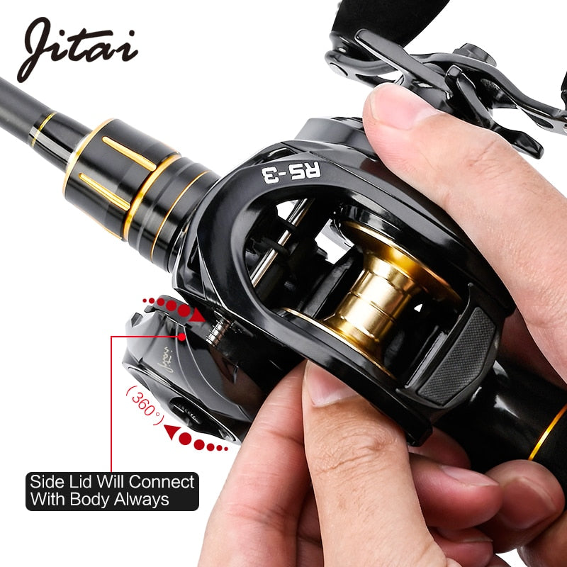 Jitai RS-3 Gull Wing Baitcasting Fishing Reel 7.3:1 High Speed 19 LB Max Drag UltraLight Spool Carp Casting Reel Fishing