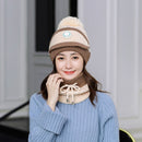3 Pcs/set Winter Hats For Women With Breathing Mask 2in1 Knitted Hat Girl Pompoms Hat Warm Add Fur Lined Protective Winter Hat