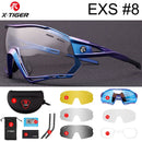 X-TIGER Photochrome Fahrradbrille 5 Linsen UV400 Mountainbike Brille Herren Outdoor Sport Fahrradbrille mit Myopie Rahmen