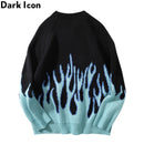 DARK ICON Blue Flame Sweater Me 2019 Winter Streetwear Men&