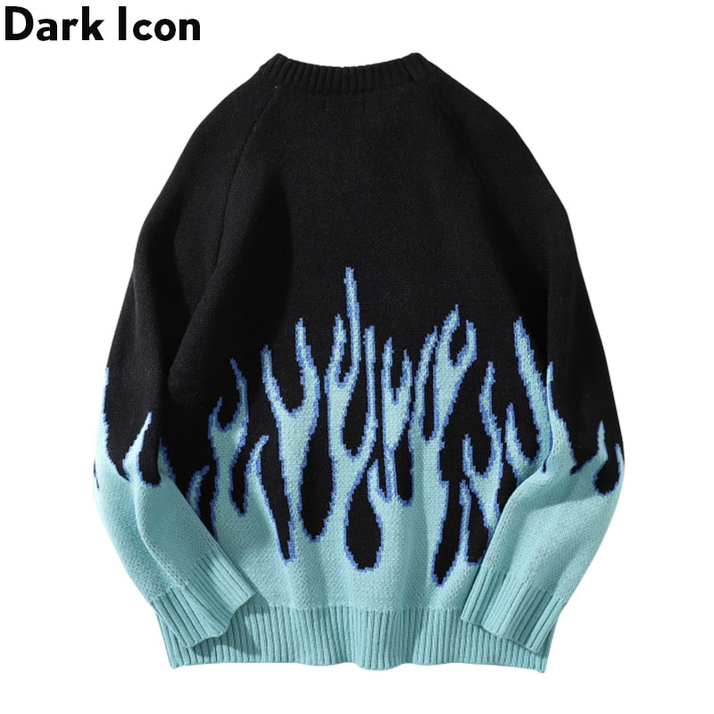 DARK ICON Blue Flame Sweater Me 2019 Winter Streetwear Herren Pullover Pullover Strickpullover für Herren