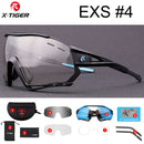X-TIGER Photochrome Fahrradbrille 5 Linsen UV400 Mountainbike Brille Herren Outdoor Sport Fahrradbrille mit Myopie Rahmen