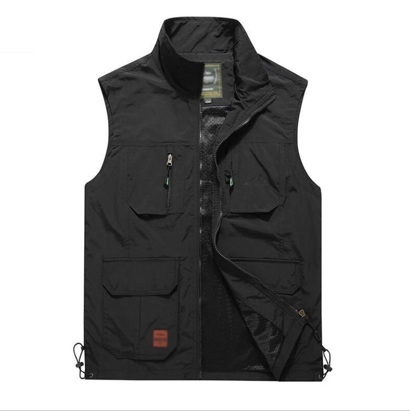 Quick dry Multi-Pockets Classic Waistcoat Male Sleeveless Unloading Solid Coat Work Vest Photographer Tactical Masculino Jackets