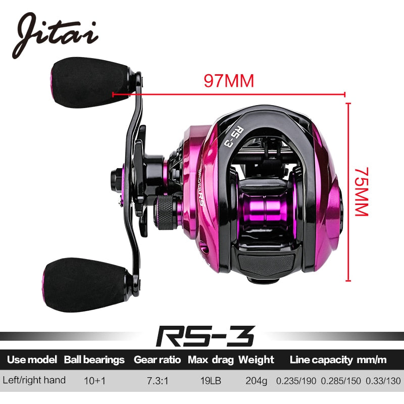 Jitai RS-3 Gull Wing Baitcasting Angelrolle 7.3:1 High Speed ​​19 LB Max Drag Ultraleichte Spule Karpfenangeln Angelrolle