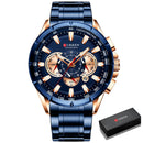 Curren Herrenuhr Top Luxusmarke Großes Zifferblatt Blau Quarz Herrenuhren Chronograph Sport Armbanduhr Mann Edelstahl Datum Uhr