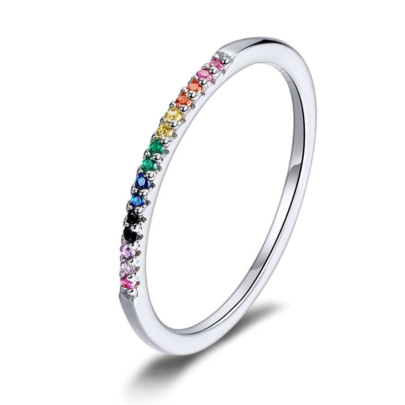 WOSTU Einfacher Ring 100% 925 Sterling Silber Schimmernder Wunsch Stapelbarer Ring Für Frauen Hochzeit Original Modeschmuck Geschenk