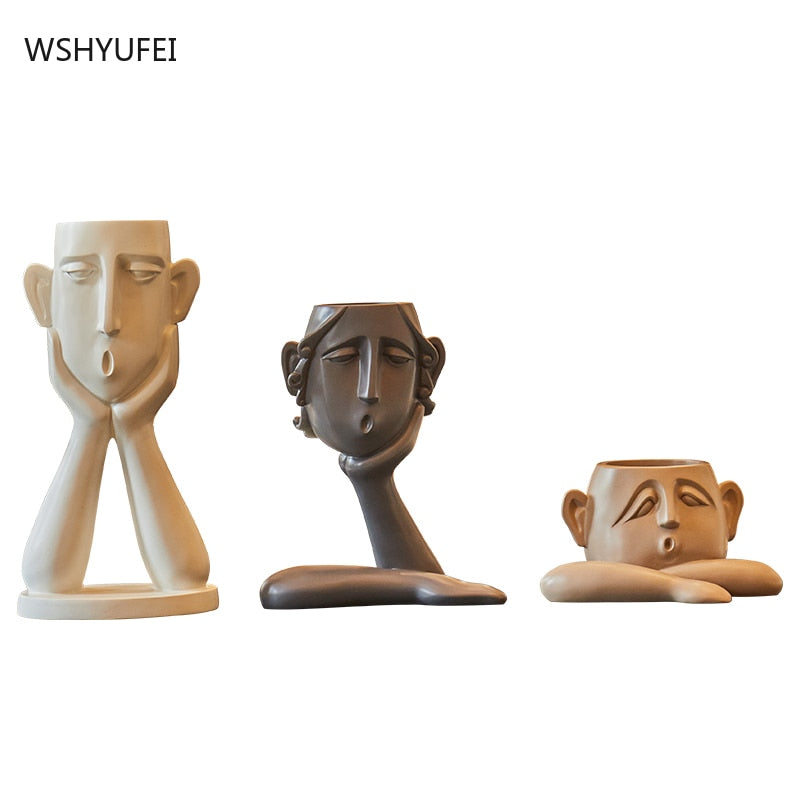 Decoración de figuras abstractas, maceta de resina, jarrón moderno, adornos para el hogar, mueble de TV, porche, sala de estar, escultura, muebles artesanales