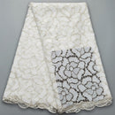 Kalume Weißer afrikanischer Tüll-Spitzenstoff Pailletten 5 Yards 2021 nigerianischer Mesh-Spitzenstoff Hohe Qualität zum Nähen von Hochzeitstüchern F1999