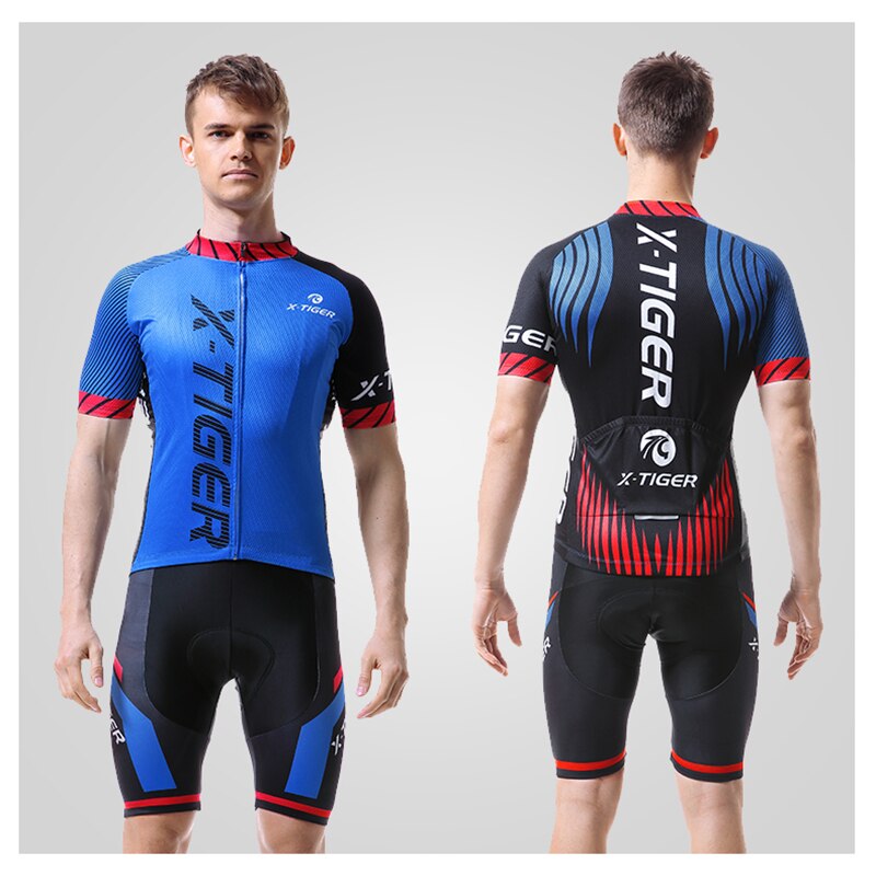 X-Tiger Cycling Jersey Set Breathable Bicycle Clothing Quick-Dry Riding Bike Clothes Shorts Sleeve Cycling Set Ropa Ciclismo