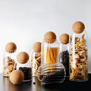 Frasco de vidrio de almacenamiento con tapa de madera, frascos de albañil de cocina con tapa, contenedor de botella de vidrio, recipiente dispensador de cereales