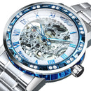 Winner Transparent Diamond Mechanical Watch Skeleton Armbanduhr für Herren Top-Marke Luxusuhren Unisex-Größe Uhr reloj hombre