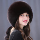 Winter Real Fox Fur Hats For Women Winter Stylish Russian Thick Warm Beanie woman Hat Natural Fluffy Fur Caps With Tail