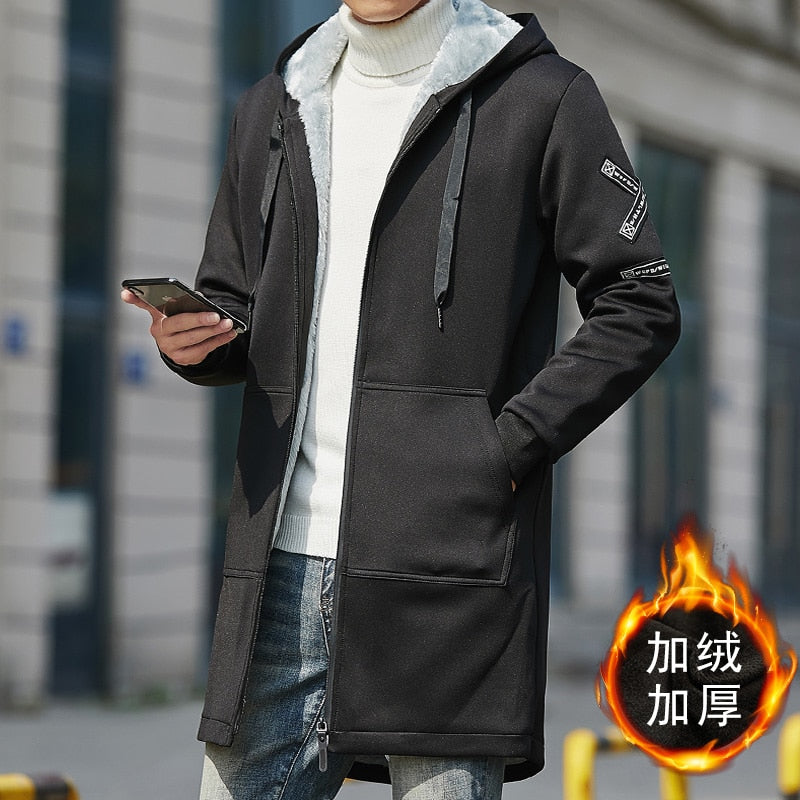 2021 Men Winter Thicken Fleece Jacket Mens Casual Hooded Coat Cargo Cotton Jackets Windbreaker Outwear Man