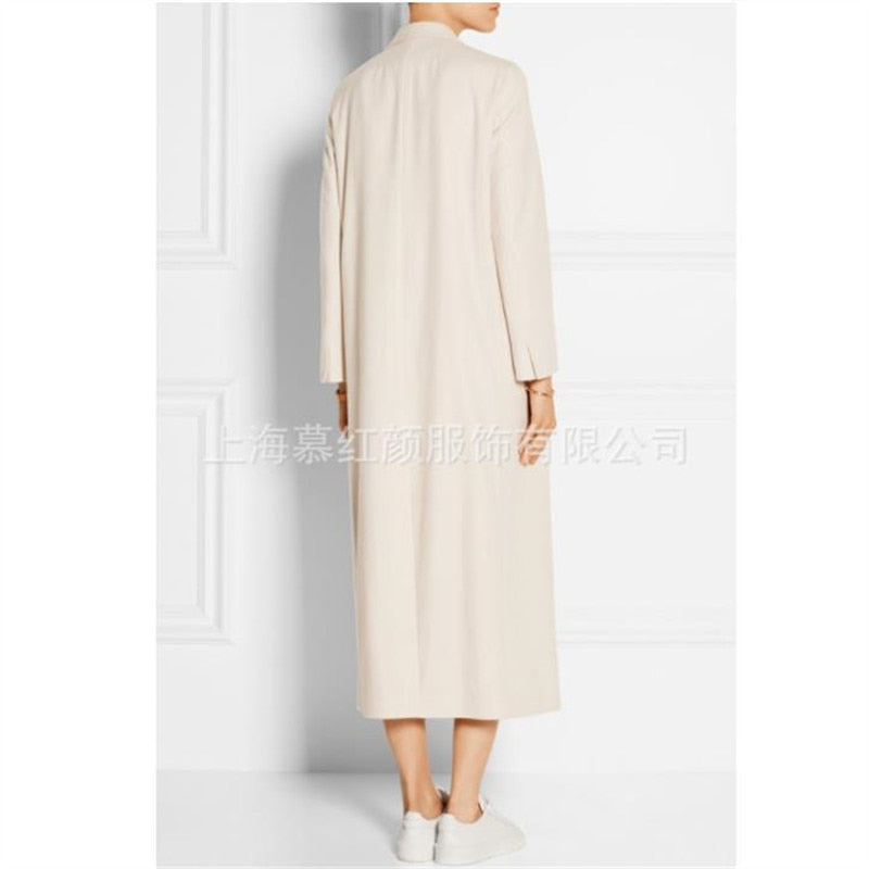 Women Winter Coat Wool 2022 New Double breasted cashmere Vintage Elegant jacket Fashion Outerwear White X-Long Coat Female