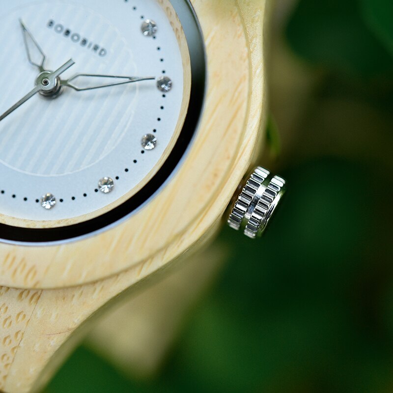 BOBO BIRD Ladies Luxury Watches Bamboo Wooden Fashion Unique Women Quartz Wrist Watch relogio feminino with Diamond