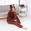 Bär Onesie Damen Herren Kigurumis Tier Pyjama Cartoon Hausschuhe Festival Homewear Winter Warmer Anzug Reißverschlussknopf Overall