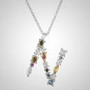 ANDYWEN 925 Sterling Silber 26 Buchstaben Gold Initial AB Anhänger Halskette Dünne lange Kette Verstellbarer Mini PG CZ Schmuck