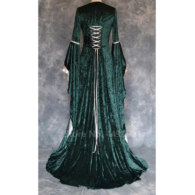 Disfraz de princesa de corte Retro Medieval europeo para mujer de Halloween, vestido largo elegante con cuello cuadrado de bruja, ropa de mascarada