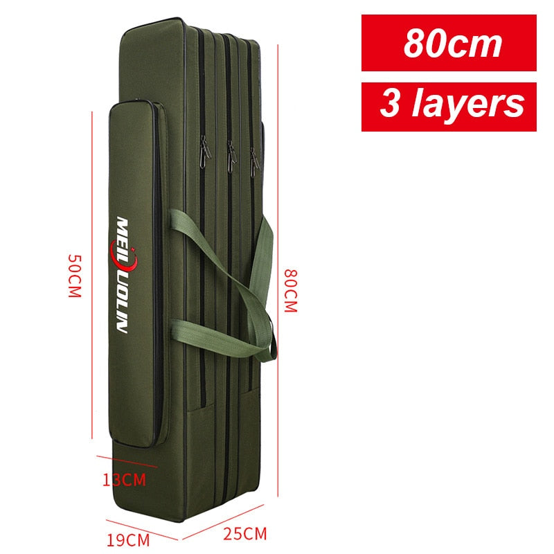 Multi-purpose 2/3 Layer Fishing Bag Fishing Rod Carrier Oxford Fishing Pole Tools Storage Bag Case Fishing Gear Organizer X163G