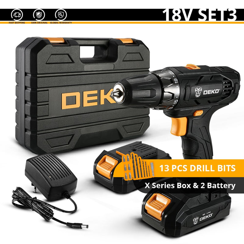 DEKO GCD20DU5 16/18V 16/18 voltios Max destornillador eléctrico taladro inalámbrico Mini controlador de potencia DC batería de iones de litio de 2 velocidades