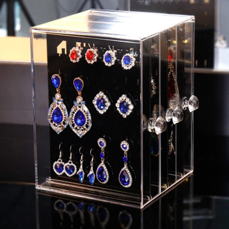 Transparent Jewelry Storage Box Earring Display Stand Storage Box Organizer Drawer Storage Rack Necklace Jewelry Display Cabinet