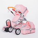 High Landscape Kinderwagen 3 in 1 mit Autositz Rosa Kinderwagen Luxus Reisekinderwagen Autositz und Kinderwagen Babytrage Kinderwagen