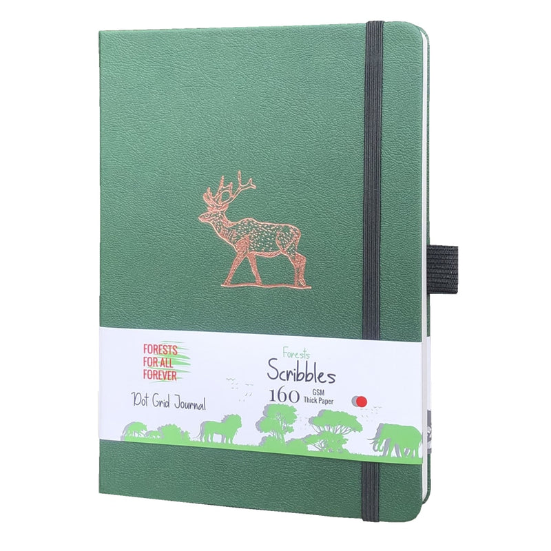 BUKE Dotted Journal Dot Grid Notebook Sketcbook - PU Leather, 160gsm Thick Paper, Inner Pocket, Elastic Closure, Pen Holder