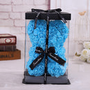 25*16 Cm Diy Teddy Rose Bear with Box Artificial PE Flower Valentine&