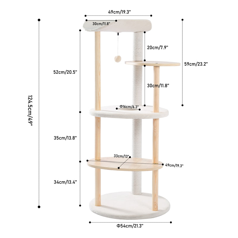 Árbol de gato de lujo, marco de escalada grande, poste de rascado multicapa, árbol de gato de Sisal resistente con bola colgante, patio de juegos Kittern