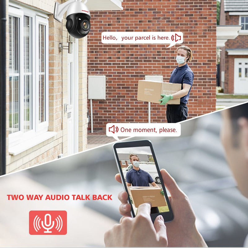 Outdoor-IP-Kamera 5 MP 4G Sim-Karte WIFI AI Auto-Tracking 30-facher Zoom Wireless PTZ Speed ​​Dome CCTV-Kamera Zwei-Wege-Audio IR 80 m Camhi