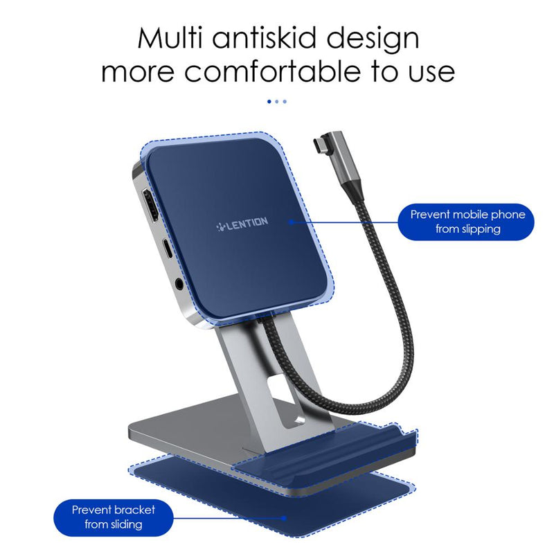 USB-C-Hub-Dockingstation-Ständeradapter mit 4K HDMI 100 W PD SD/TF-Kartenleser USB3.0 3,5-mm-Kopfhöreranschluss iPad Pro Samsung Galaxy