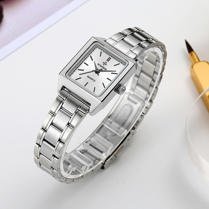 Montre Femme 2022 WWOOR Luxury Brand Womens Watches Fashion Rectangle Small Watch Woman Quartz Dress Ladies Bracelet Wrist Watch