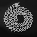 Hip Hop Iced Out Miami Zircon 15MM Bling Cuban Full Pave Strass Herren Halskette Silber Farbe Halsketten für Herren Schmuck