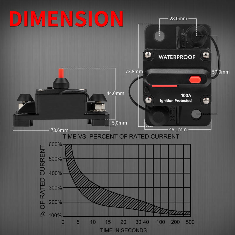 30A-300A Circuit Breaker 12V Trolling with Manual Reset Car Boat Manual Power Protect for Audio System Fuse Car 48VDC Waterproof